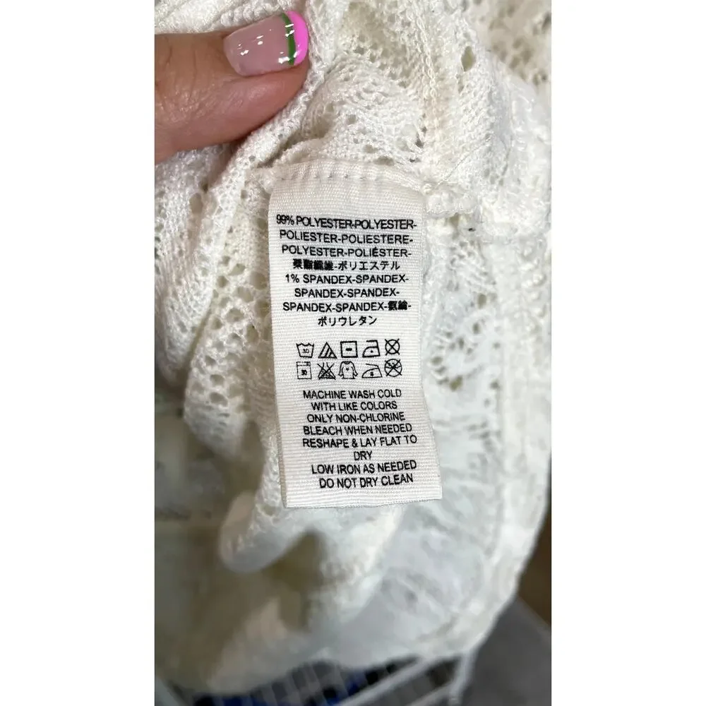 3 FOR $45 SALE | Free People Sheer Floral Lace Pullover Off White S